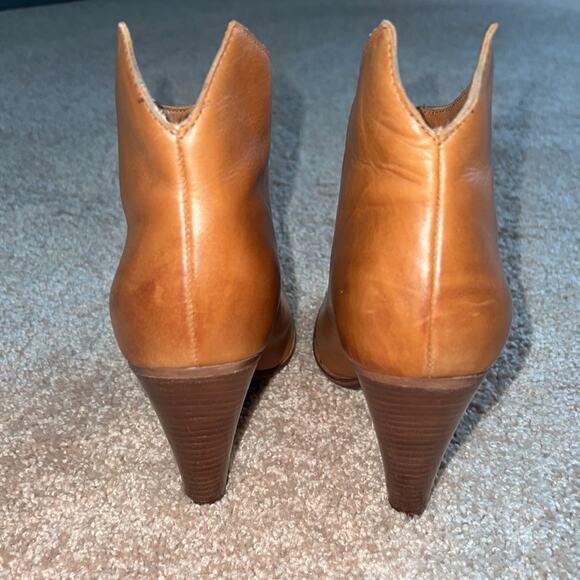 Donald J. Pliner Vachetta Ivy-35 Bootie Ankle Boots Tan Leather Block Heel Sz 9 - Picture 3 of 12